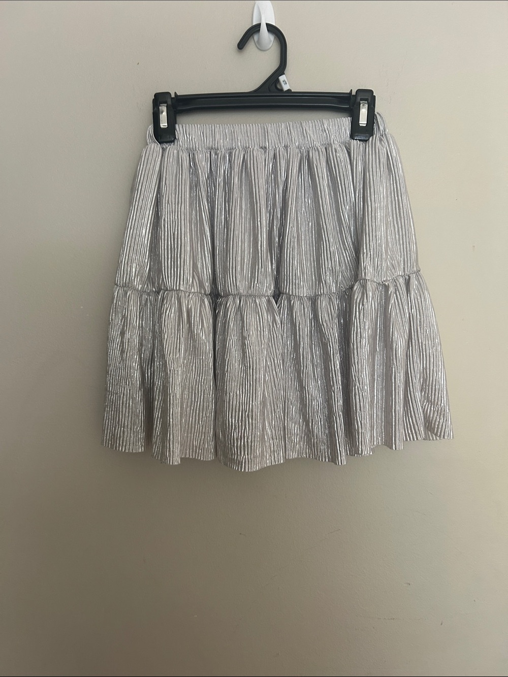 H&M Silver Metallic Tiered Skater Skirt